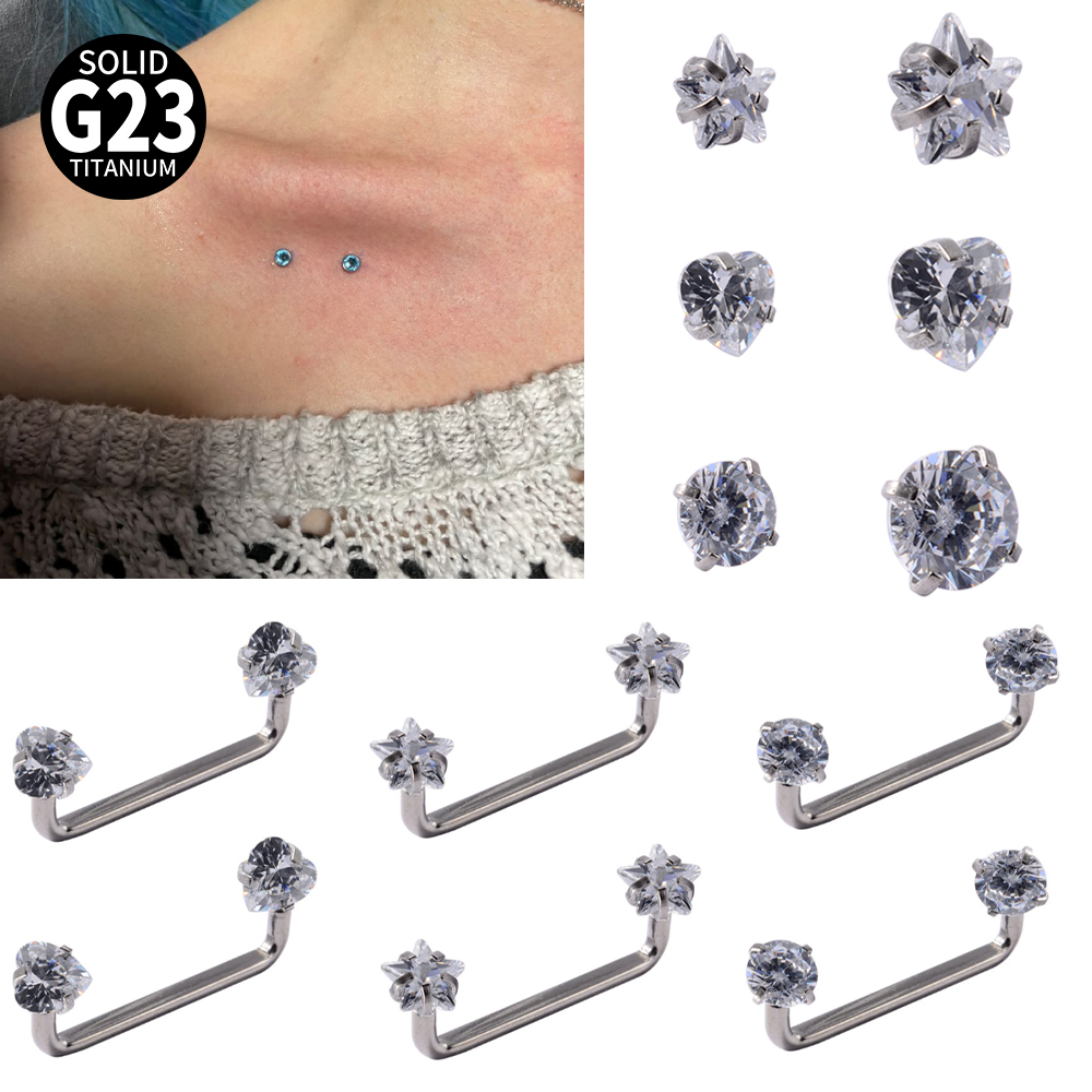 Body Jewelry Implants - 3-1 Buah Barbel Tindik Permukaan Mikrodermal