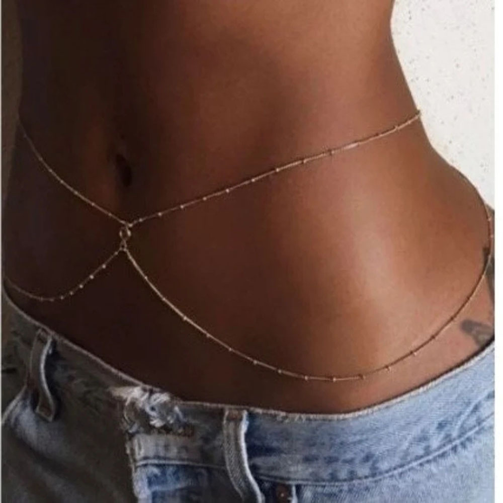 Body Jewelry Gold Plated - Rantai perut-perhiasan tubuh CZ cantik, rantai