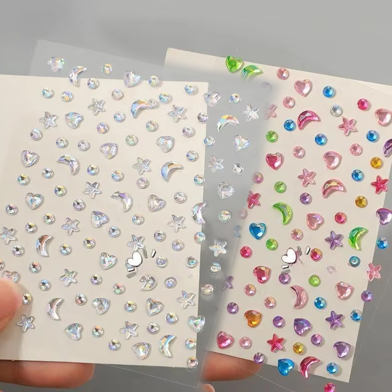 Body Jewelry Stickers - 1/2 Buah Stiker Berlian Imitasi Hati