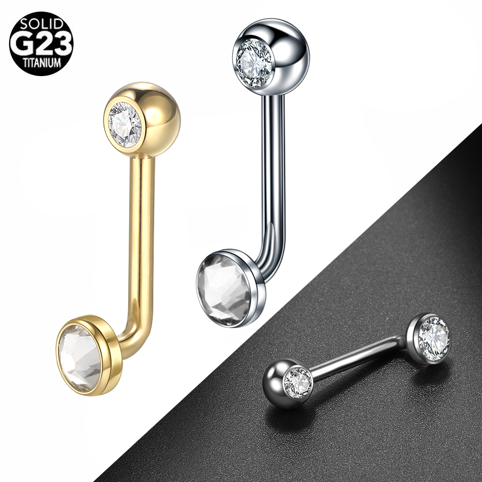 Body Jewelry Vch - 1 buah G23 Titanium CZ barbel