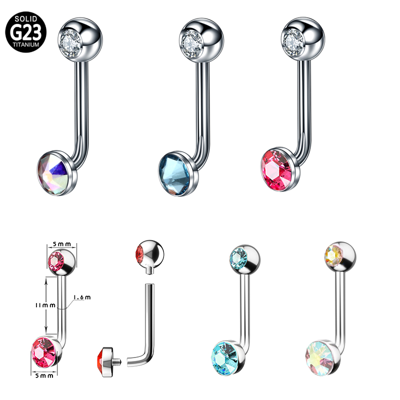 Body Jewelry Vch - 1 buah F136 Titanium 14G CZ