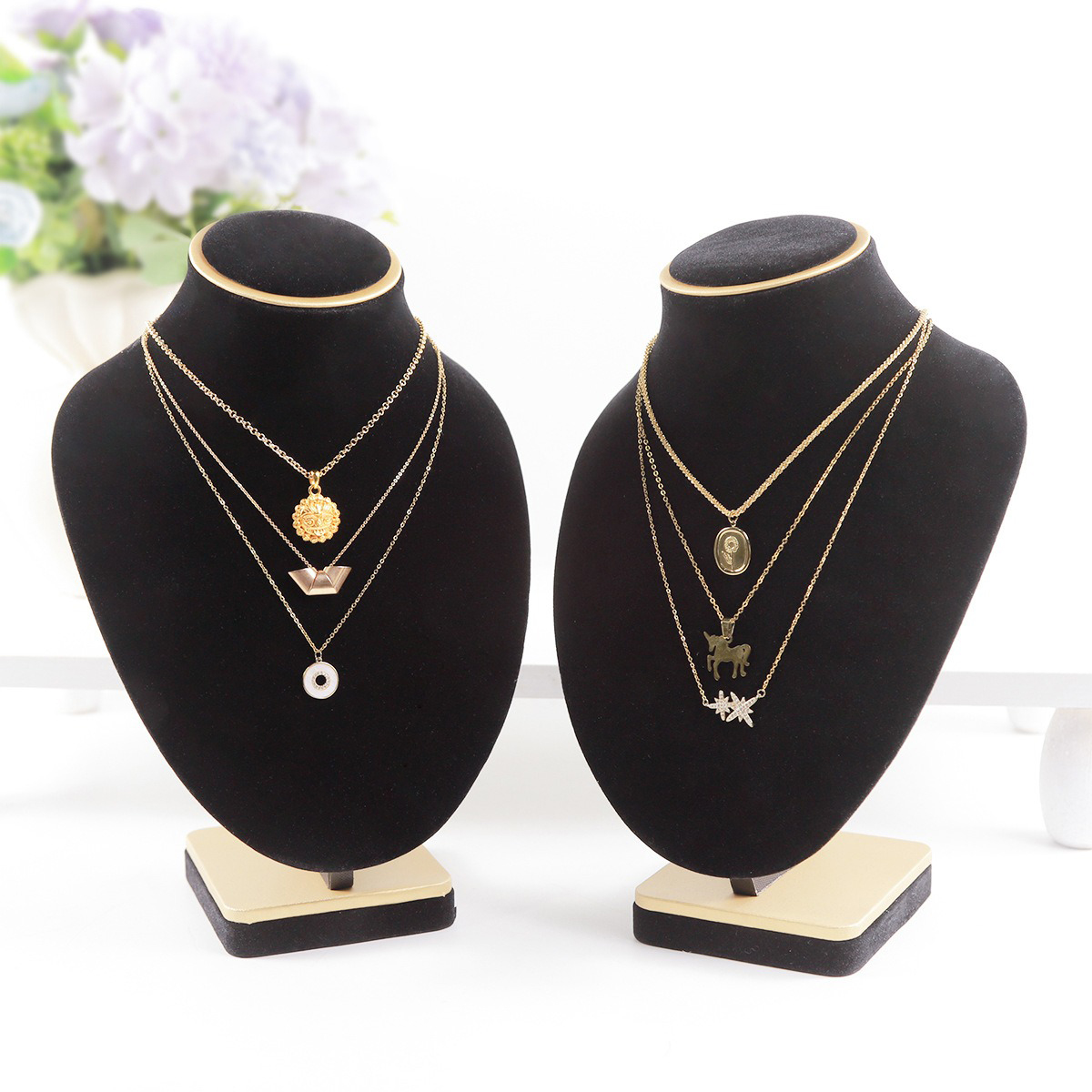 Body Jewelry Store - Manekin Perhiasan Beludru Hitam, Display Kalung