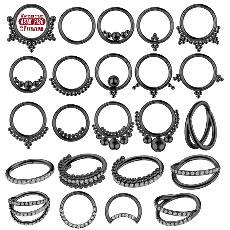 Body Jewelry Implants - F136 cincin tindik Titanium hitam, cincin