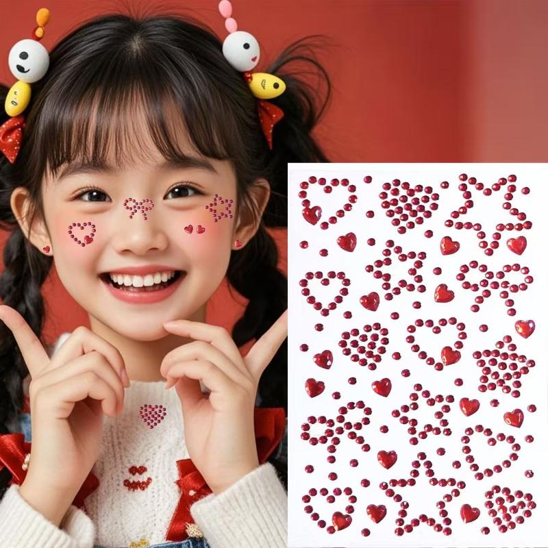 Body Jewelry Stickers - 1 Lembar Stiker Rhinestone Berwarna-warni Perekat