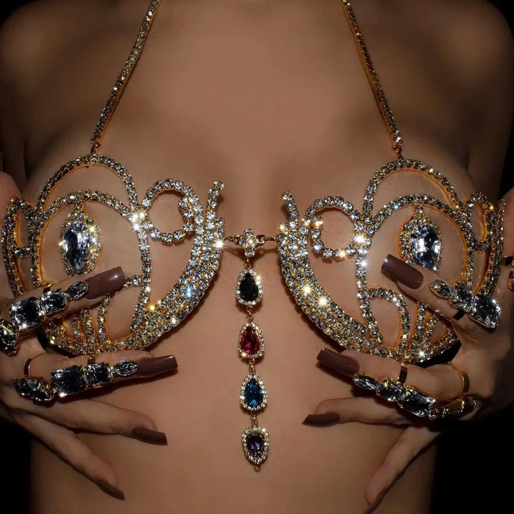 Bra Bikini berlian imitasi mew - Body Jewelry Chest ulasan dan harga