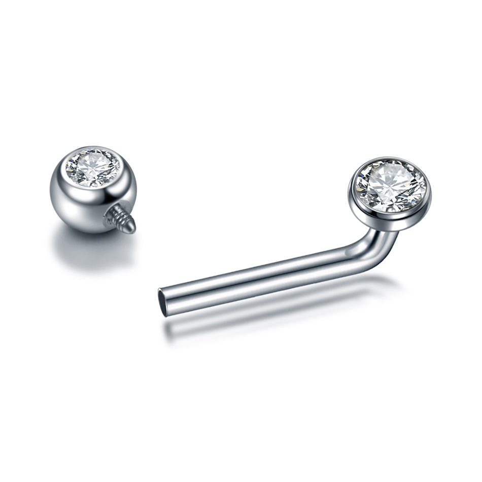 1 buah G23 Titanium CZ barbel  - Body Jewelry Vch ulasan dan harga
