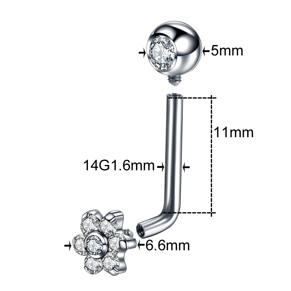 1 buah G23 bunga kristal Titan - Body Jewelry Vch ulasan dan harga